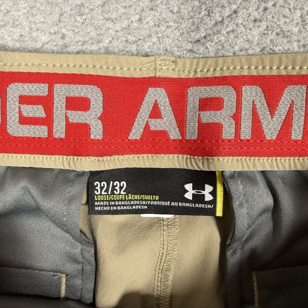 Under Armour Pants Mens 32x32 Brown Matchplay Golf Stretch Chino Trousers Logo - Picture 9 of 11
